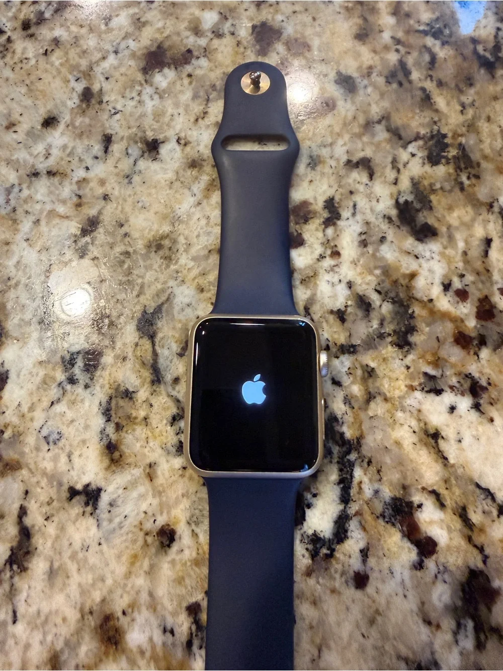 Apple Watch with Deep Navy Silicone Sport Band - Blue